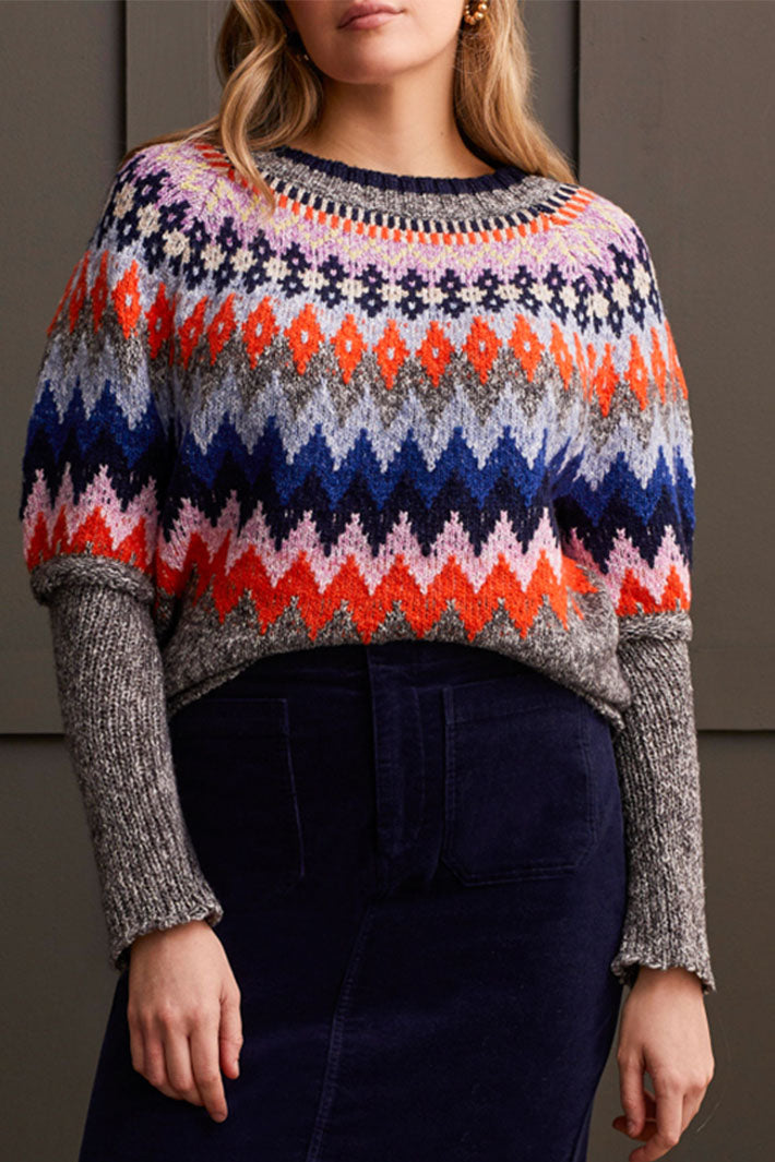 Tribal 1964O-3808 Grey High Voltage Boat Neck Jumper - Experience Boutique