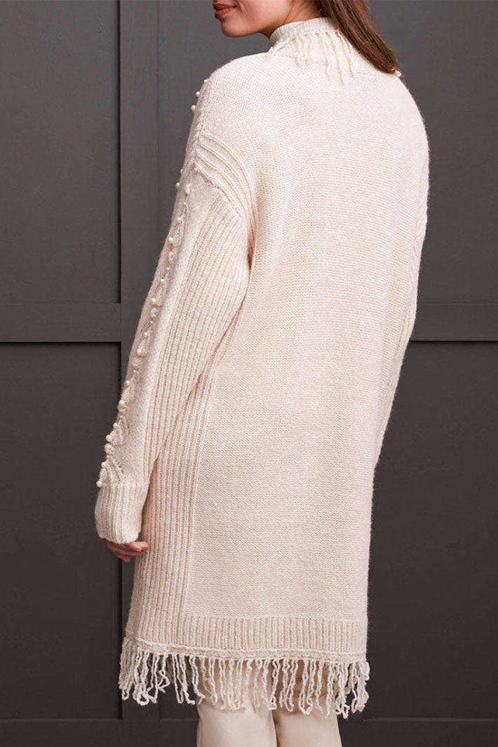 Tribal 2003O-8057 Moonstone Pearl Detail Long Cardigan - Experience Boutique