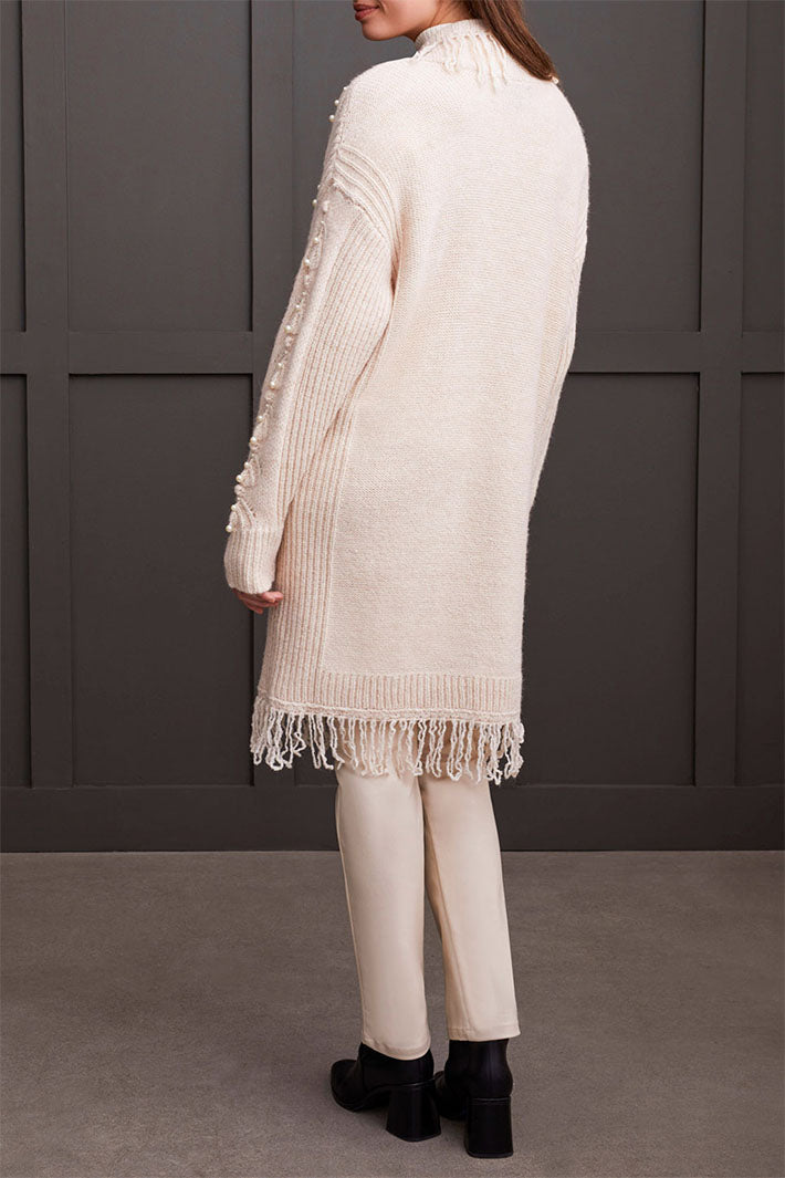 Tribal 2003O-8057 Moonstone Pearl Detail Long Cardigan - Experience Boutique