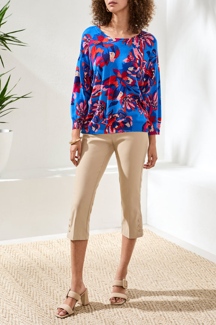 Tribal 2175O-8169 Blue Turkish Sea Floral Print Jumper