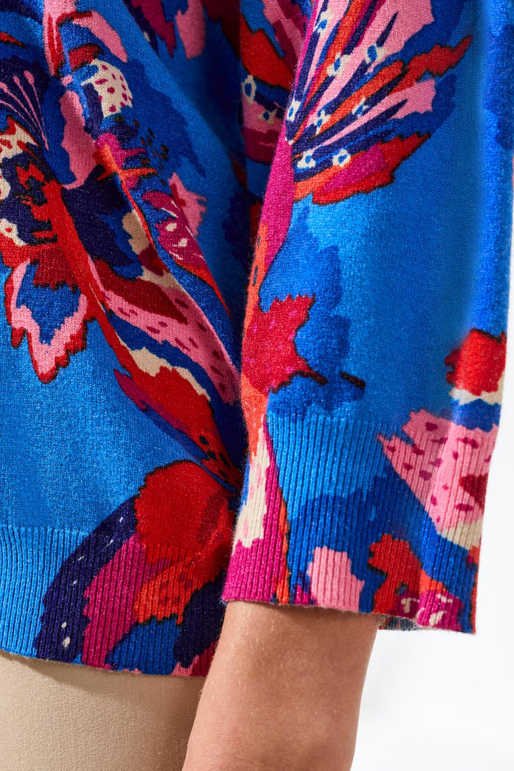 Tribal 2175O-8169 Blue Turkish Sea Floral Print Jumper