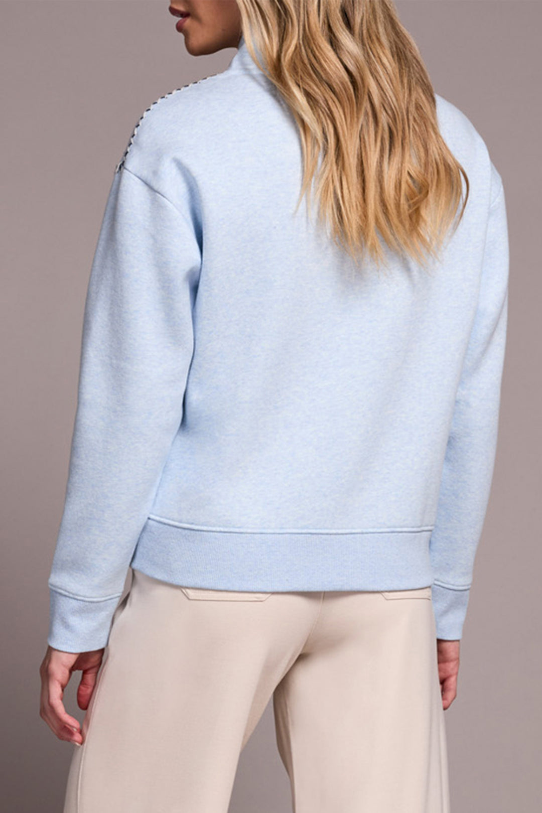 Tribal 2339O Chambray Blue Funnel Neck Sweat Top 8327