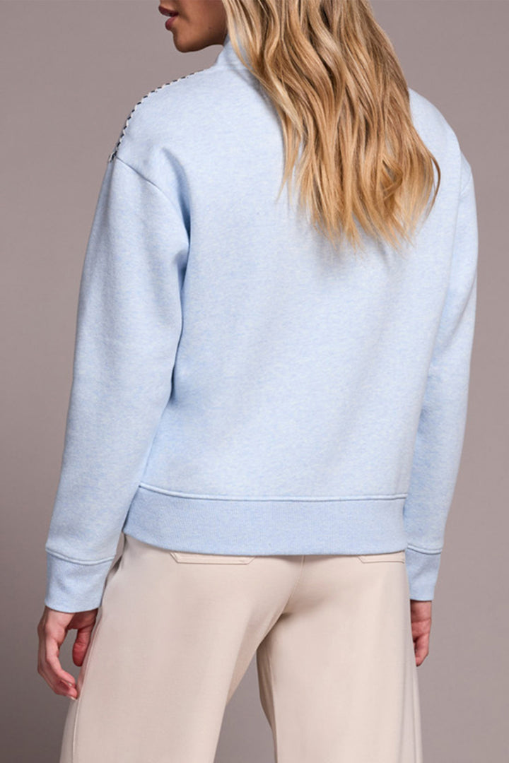 Tribal 2339O Chambray Blue Funnel Neck Sweat Top 8327