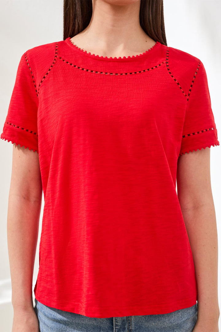 Tribal 2466O-8168 Sangria Red Short Sleeve Top