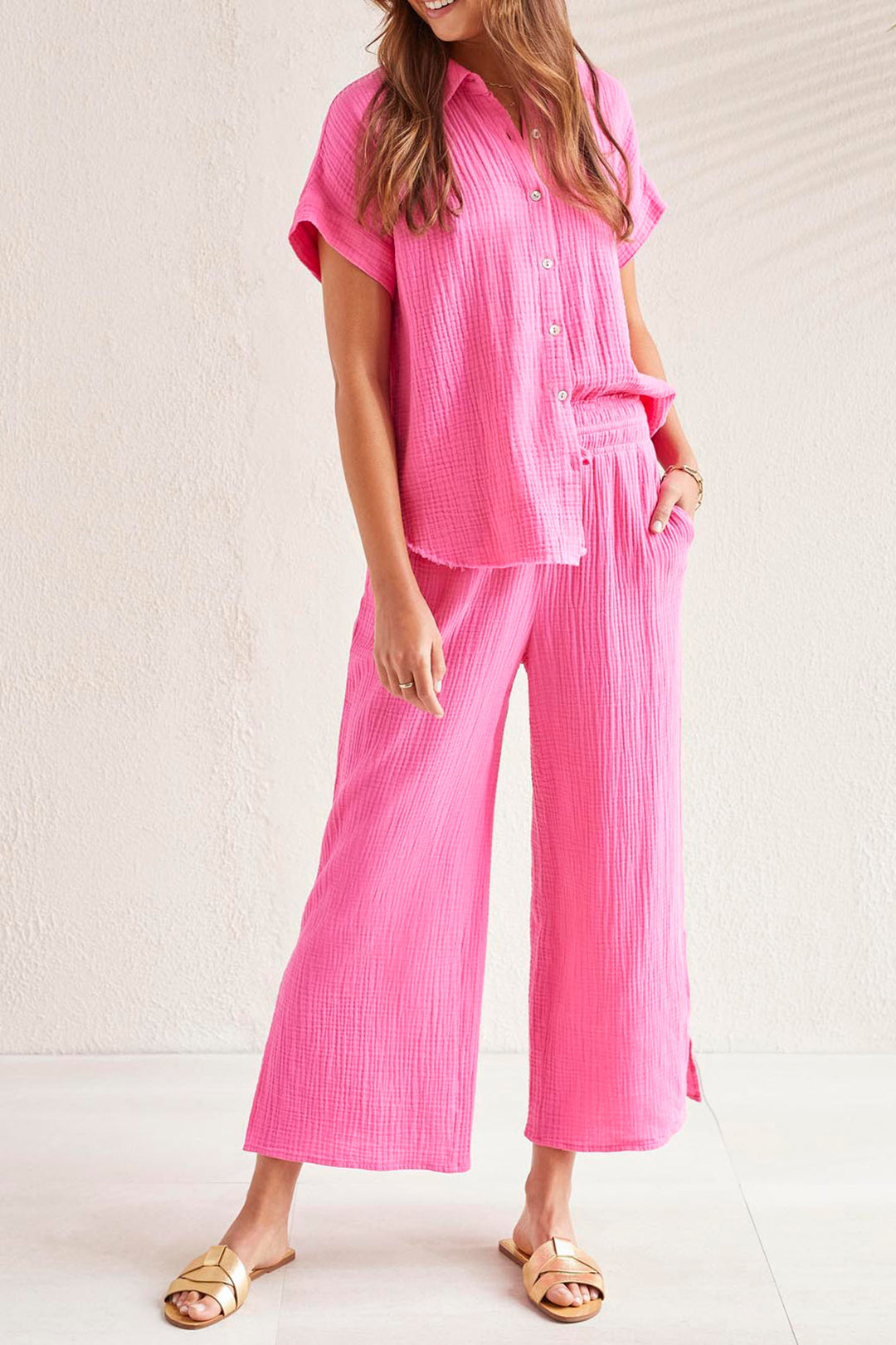 Tribal 53460 Fuchsia Pink Wear 2 Ways Cotton Trousers - Experience Boutique