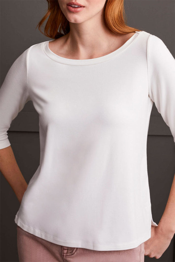 Tribal 5588O-2422 Cream Boat Neck T-Shirt - Experience Boutique