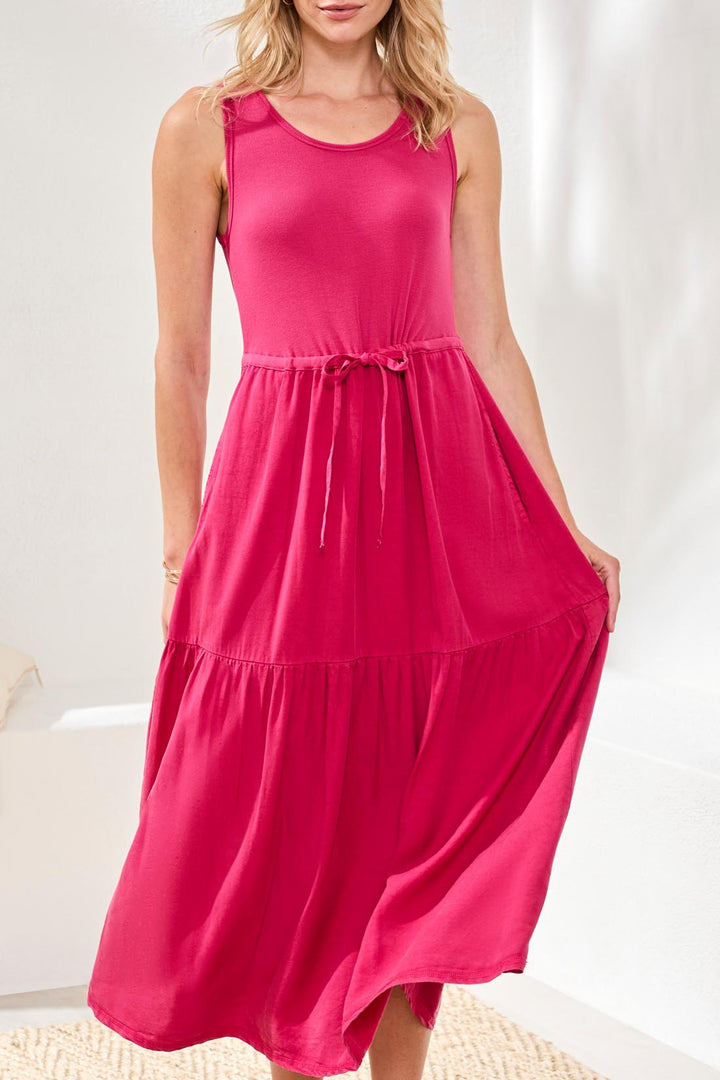 Tribal 5776O-5248 Gardenia Pink Jersey Tiered Sleeveless Dress