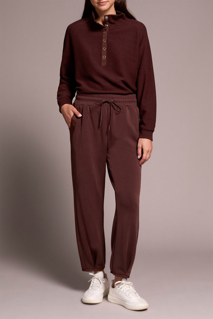Tribal 5919O Cocoa Brown Pull-On Drawstring Waist Cropped Joggers 5032