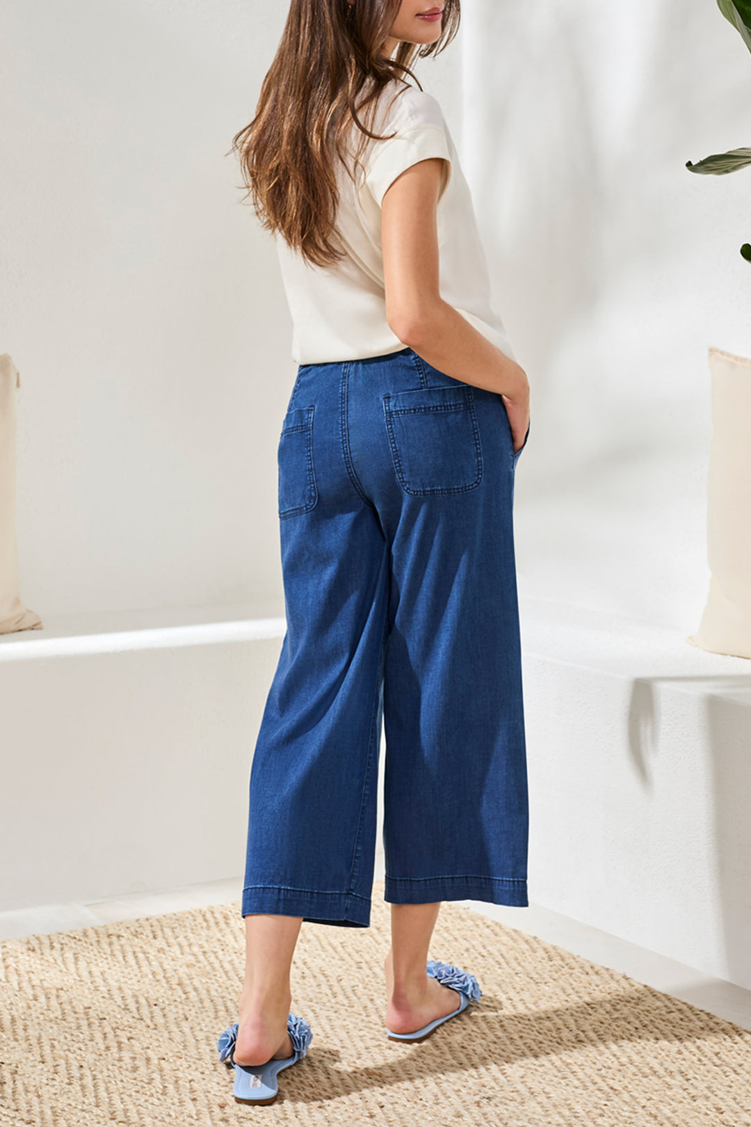 Tribal 6127O-5383 Sea Haven Blue Denim Crop Trousers