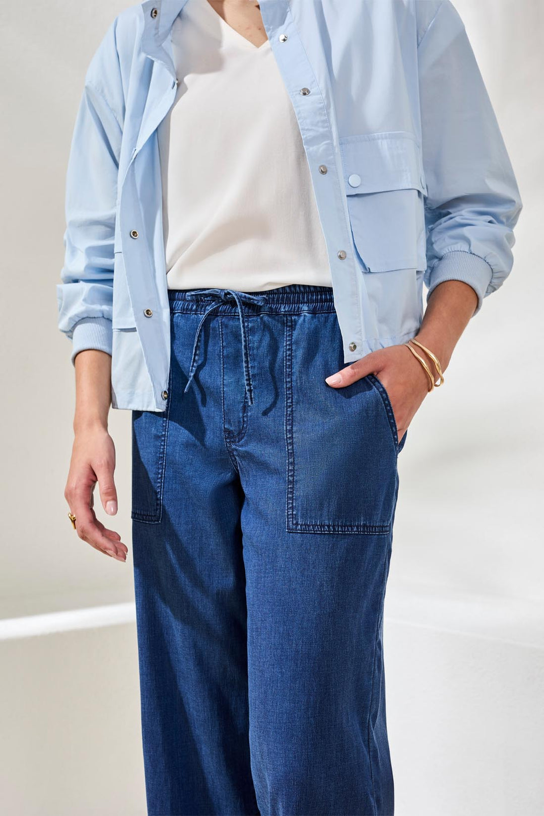 Tribal 6127O-5383 Sea Haven Blue Denim Crop Trousers