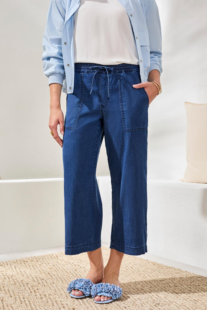 Tribal 6127O-5383 Sea Haven Blue Denim Crop Trousers