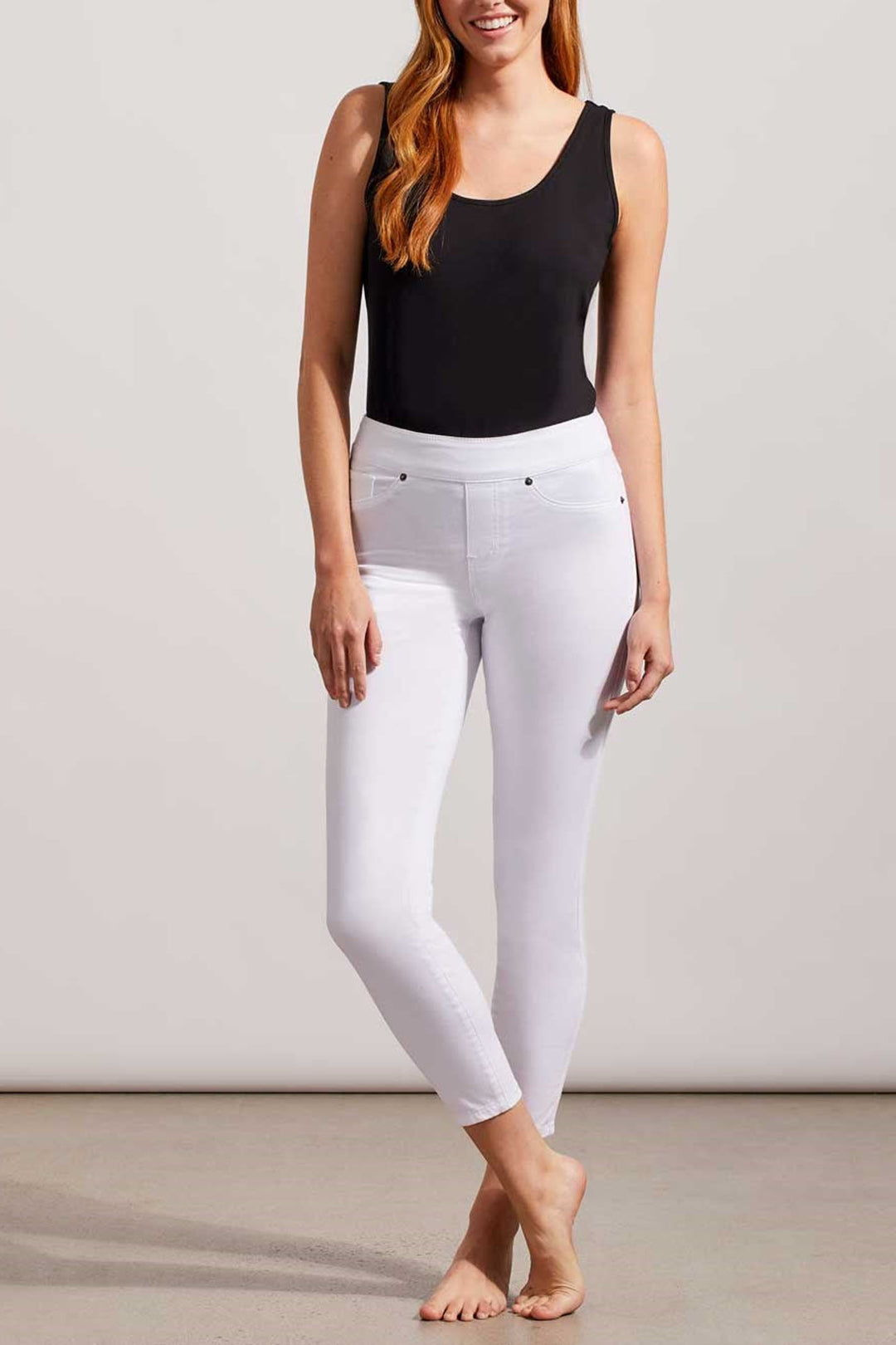 Tribal 7570O Audrey White Pull-On Ankle Jegging Trousers - Experience Boutique