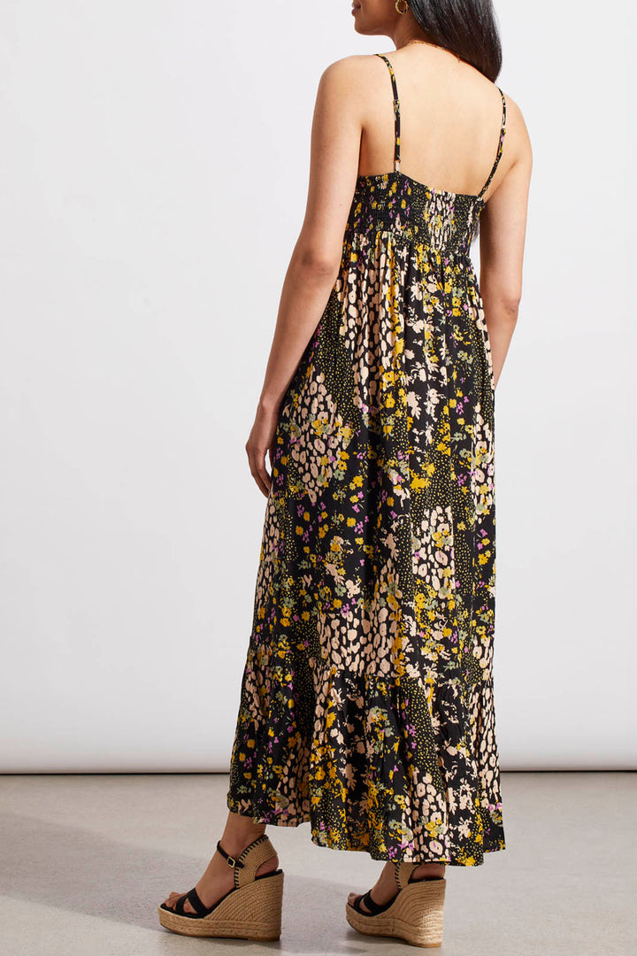 Tribal 7664O Black Limoncello Floral Print Spaghetti Strap Maxi Dress - Experience Boutique