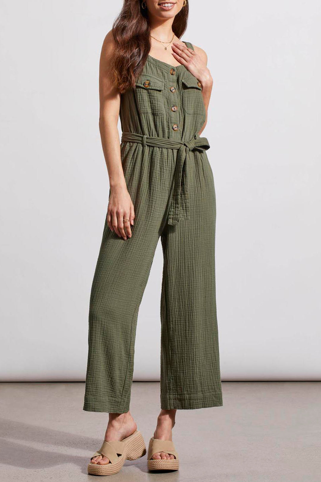Tribal 7676O Fern Green Cotton Jumpsuit - Experience Boutique