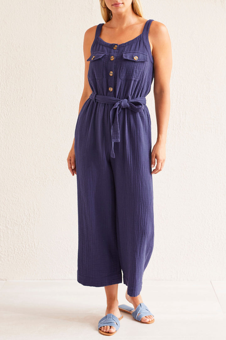 Tribal 7676O Nautical Navy Cotton Jumpsuit - Experience Boutique