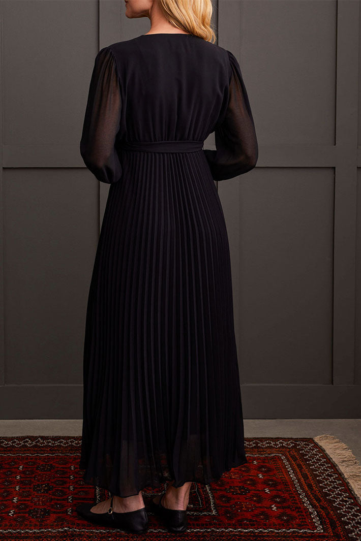 Tribal 907O-9523 Black Pleated Chiffon Dress – Experience Boutique