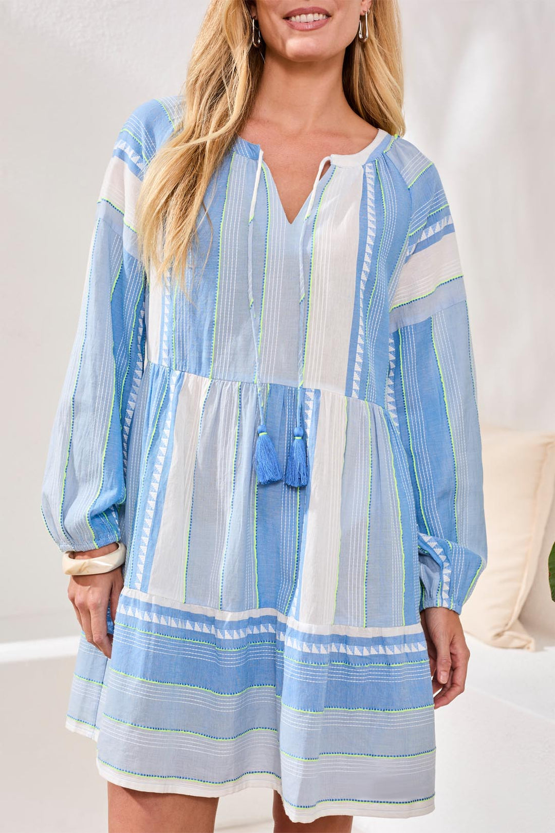 Tribal 965O-5481 Sky Blue Short Dress