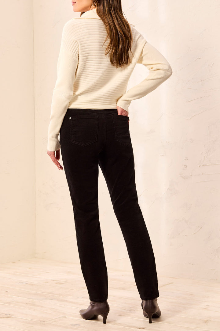 Tribal Audrey Black Slim Leg Cord Trousers 5580O-4989, back view