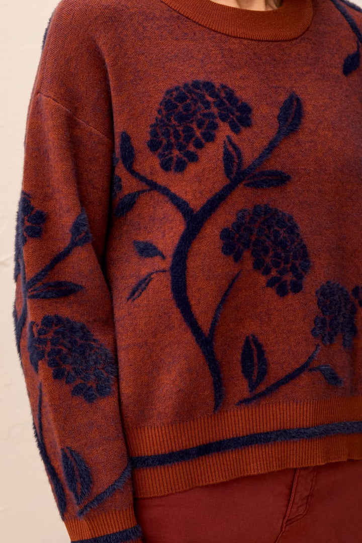 Tribal Cedar Brown Crew Neck Jumper 3151O-8485, detail