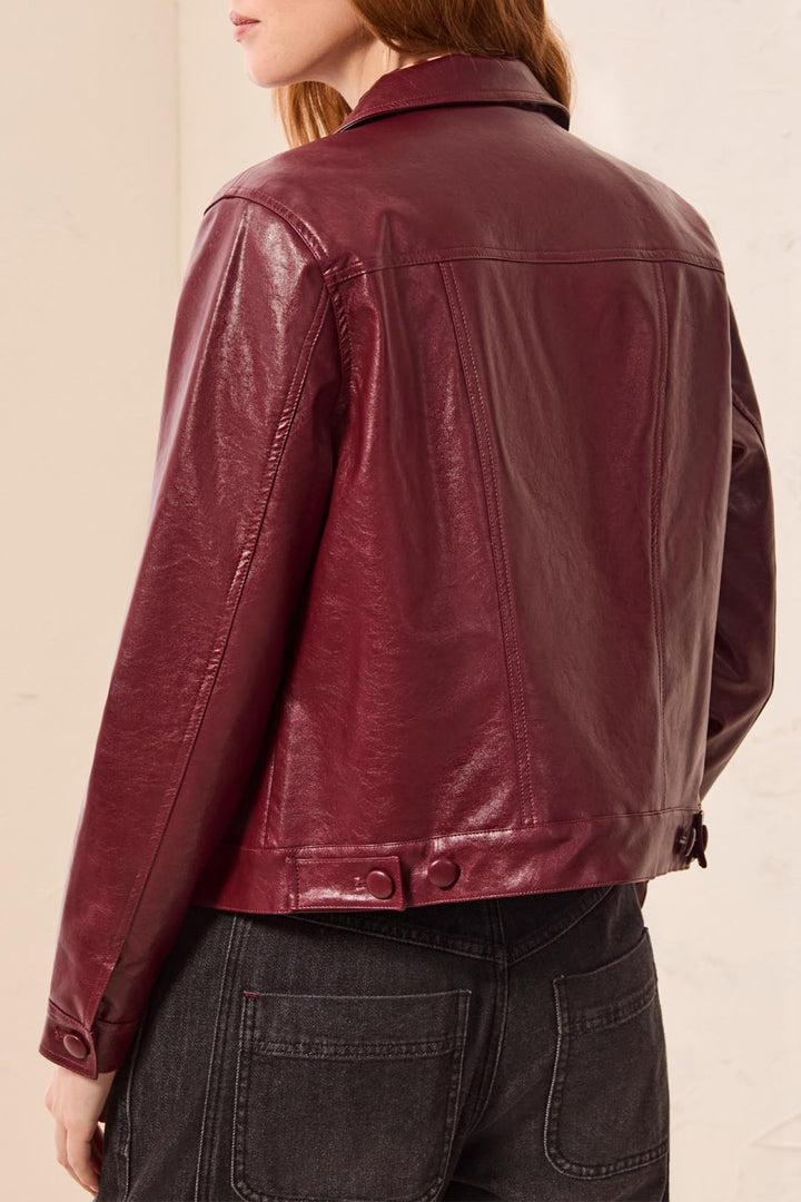 Tribal Cherry Lacquer Red Faux Leather Jacket 5921O-5604, back view