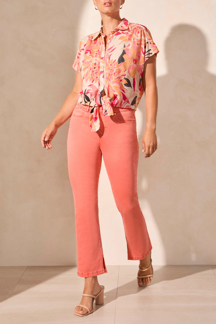 Tribal Fashion Blouse Floral Print Teaberry Pink 2084O-8134 - Experience Boutique