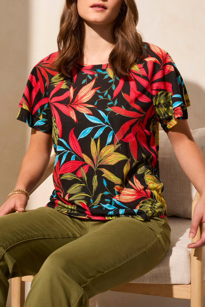 Tribal Fashion Top Floral Print Poppy Red 2029O-1557 - Experience Boutique