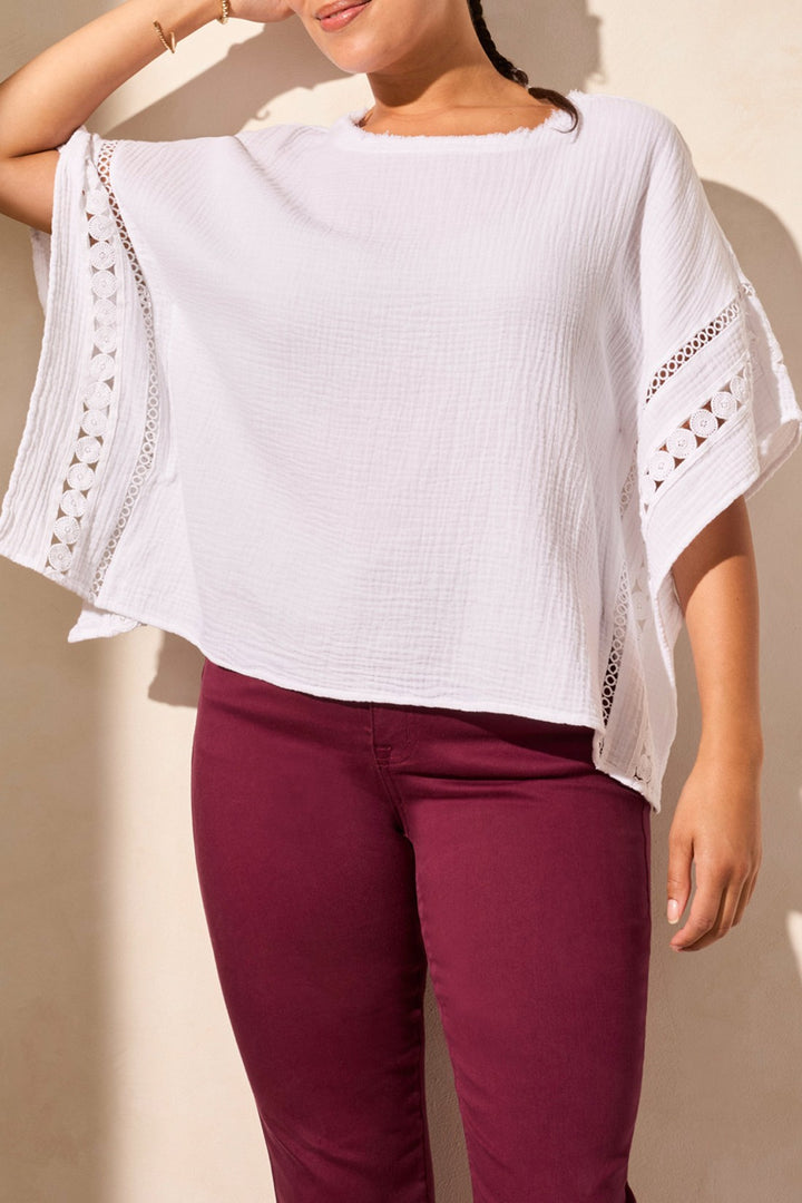 Tribal Fashion Top Handkerchief Style White 5778O-4871 - Experience Boutique