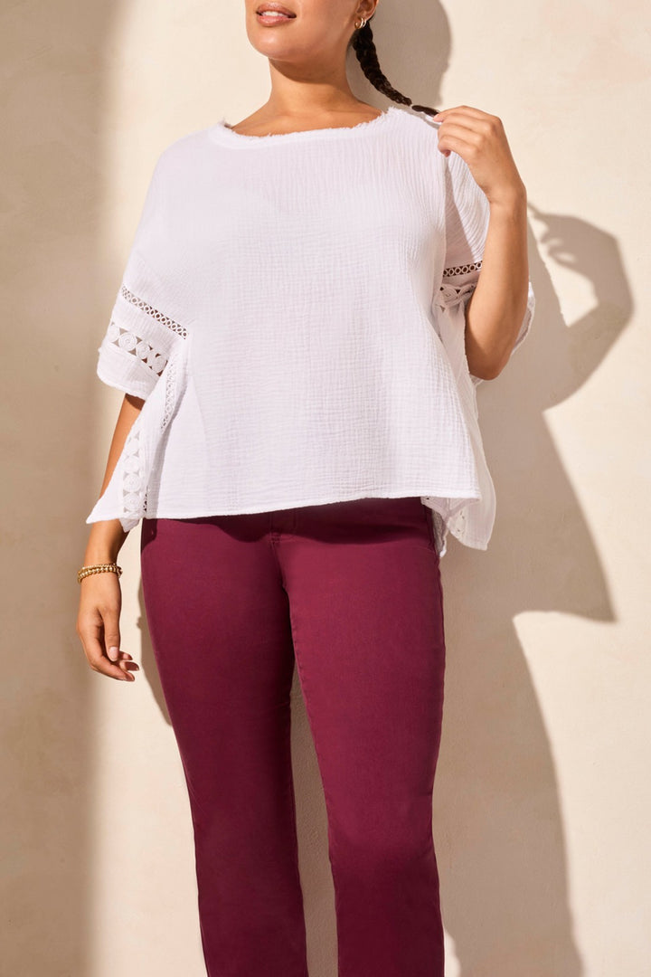 Tribal Fashion Top Handkerchief Style White 5778O-4871 - Experience Boutique