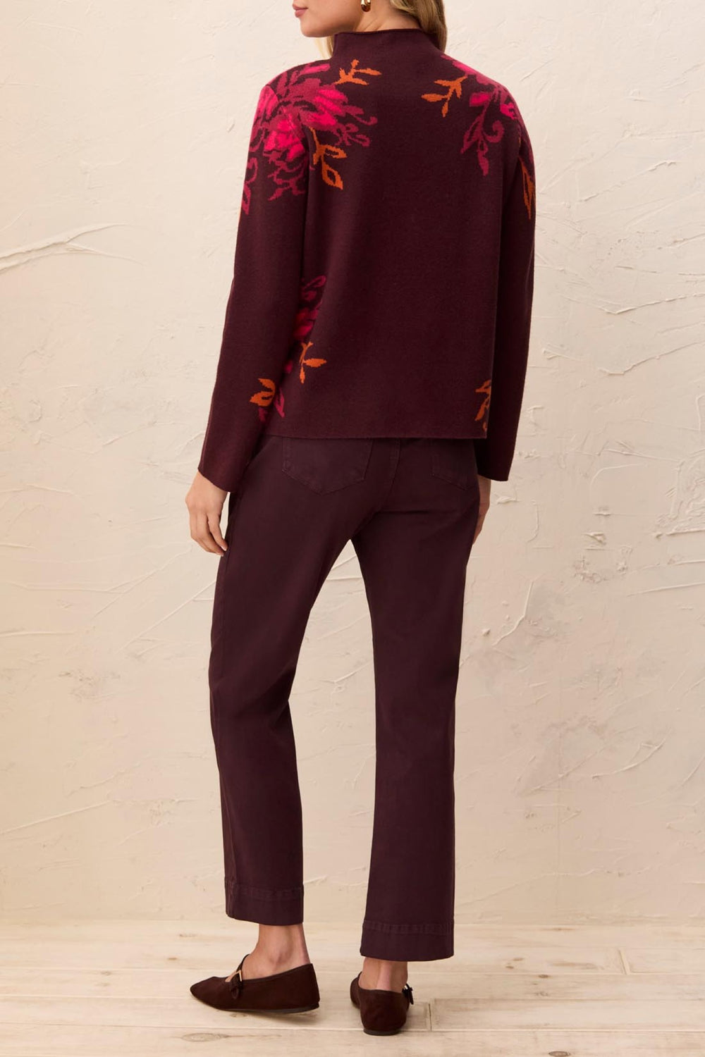 Tribal Fudge Red Filagree Funnel Neck Jumper 3227O-8012, back view