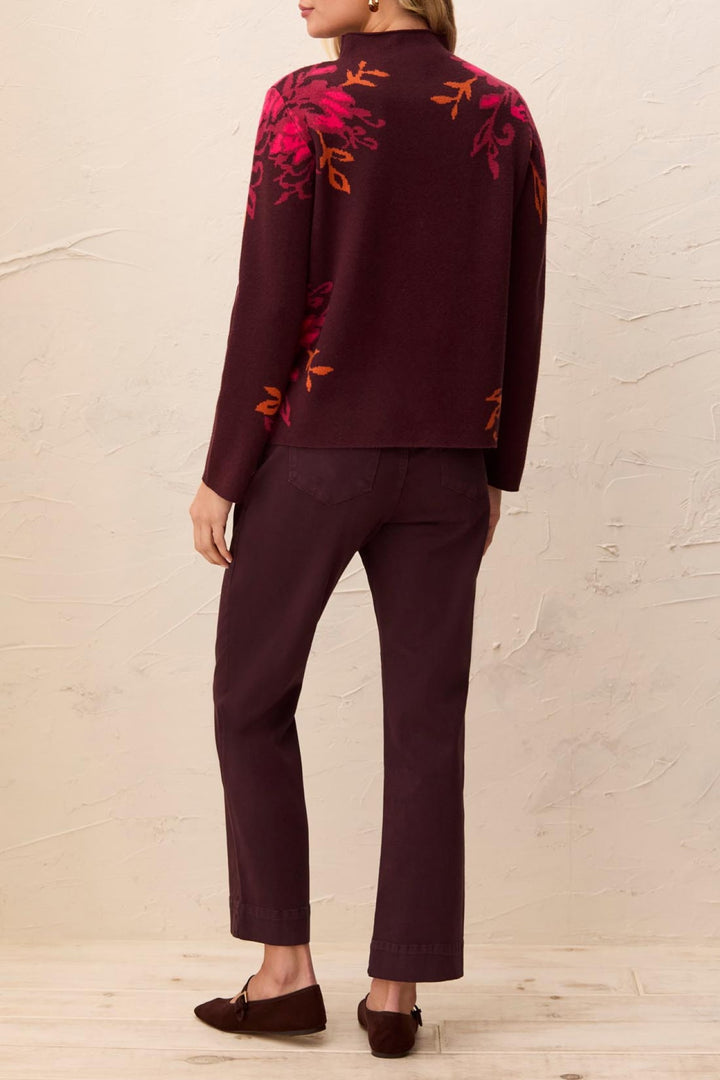 Tribal Fudge Red Filagree Funnel Neck Jumper 3227O-8012, back view