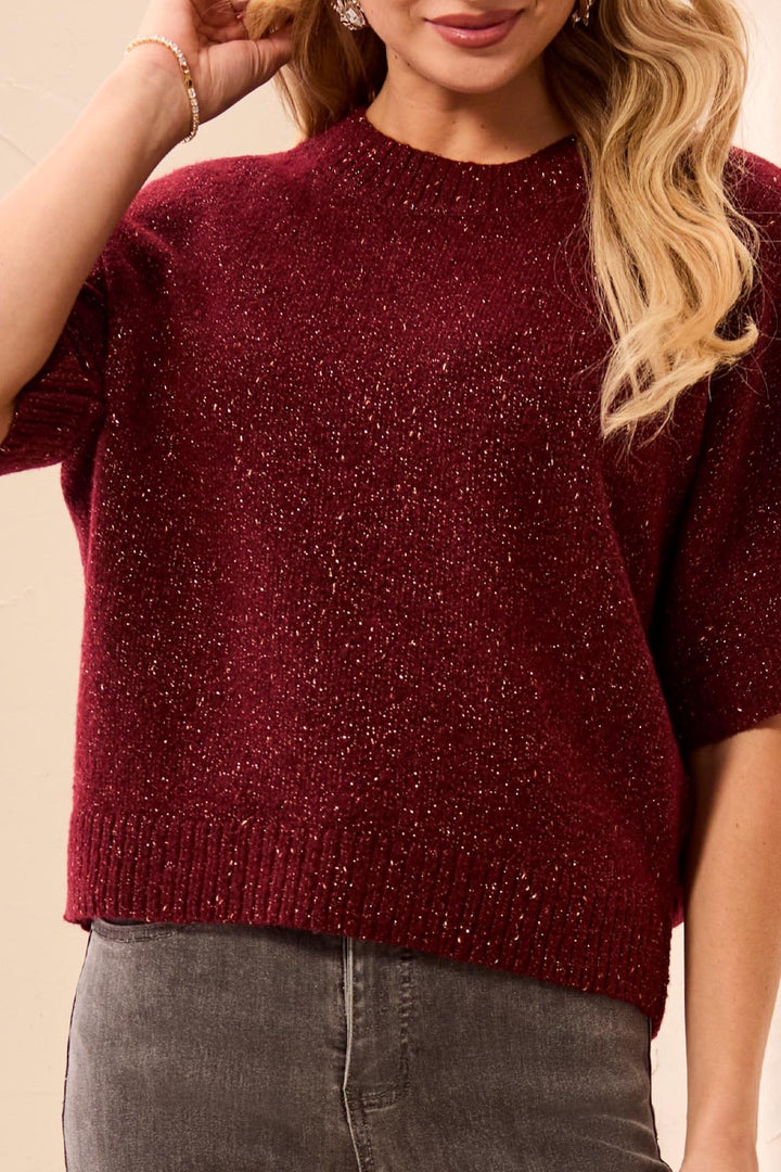 Tribal Heather Cherry Lacquer Red Crew Neck Jumper 6264O-5744, front view