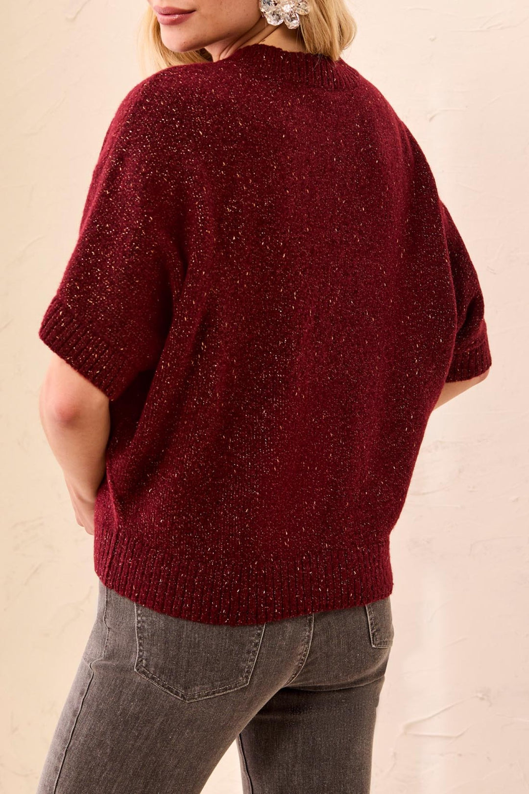 Tribal Heather Cherry Lacquer Red Crew Neck Jumper 6264O-5744, back view