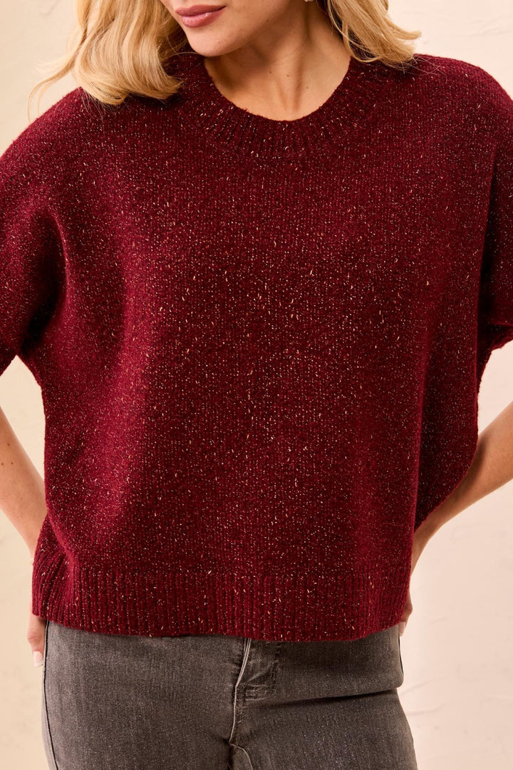 Tribal Heather Cherry Lacquer Red Crew Neck Jumper 6264O-5744, front view close
