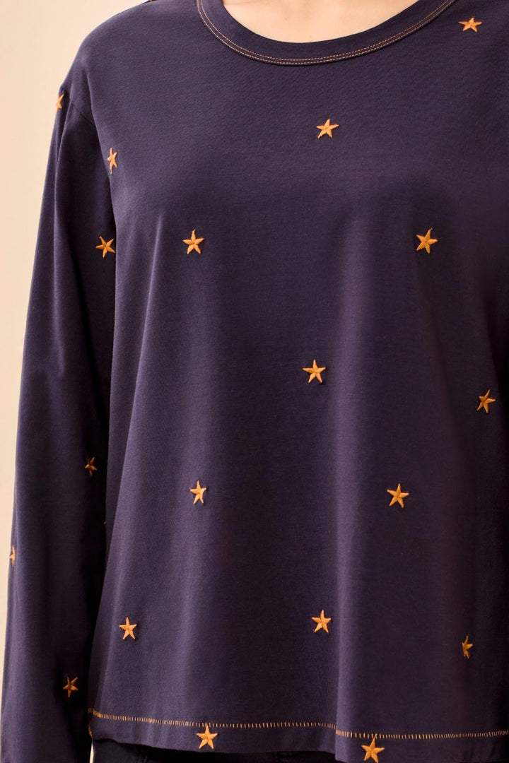 Tribal Jet Blue Navy Crew Neck Top 3238O-8451, detail