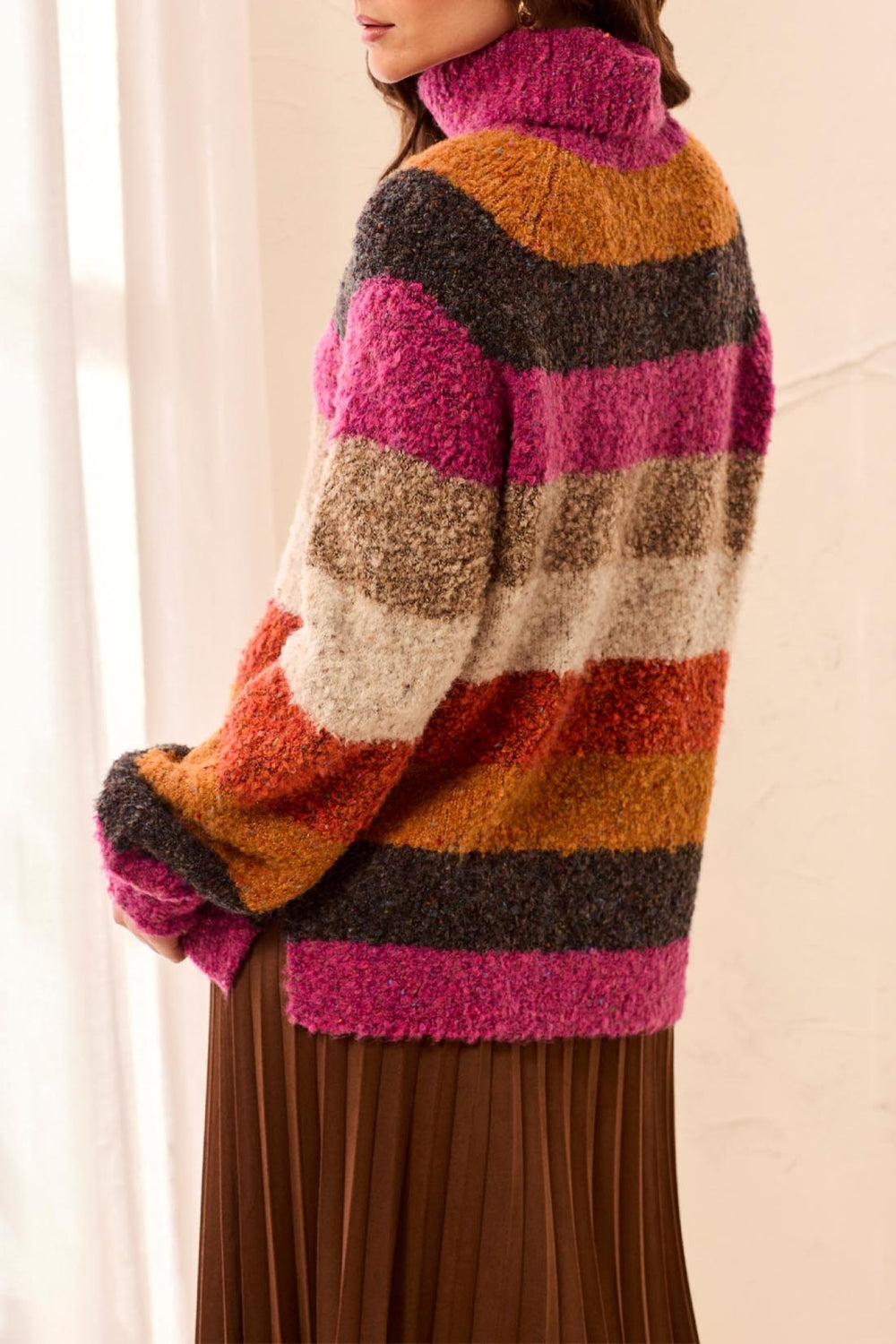 Tribal Mulberry Multicolour Roll Neck Jumper 3264O-8481, back view