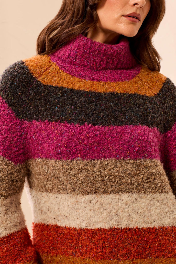Tribal Mulberry Multicolour Roll Neck Jumper 3264O-8481, detail