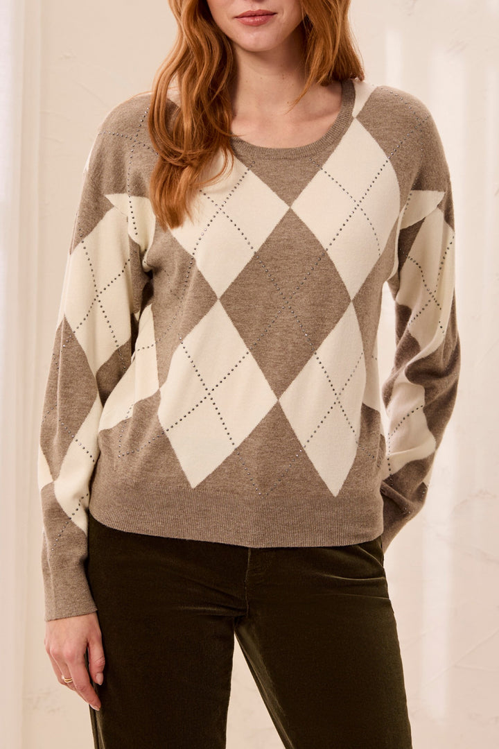 Tribal Oatmeal Beige Crew Neck Jumper 3251O-8550, front view