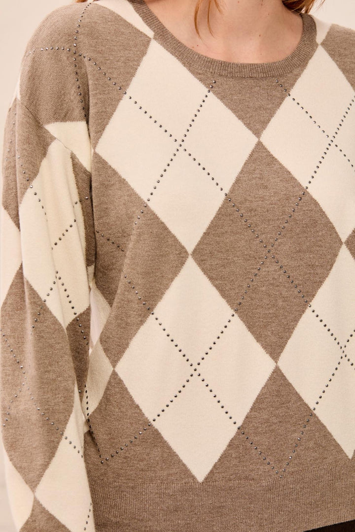 Tribal Oatmeal Beige Crew Neck Jumper 3251O-8550, detail