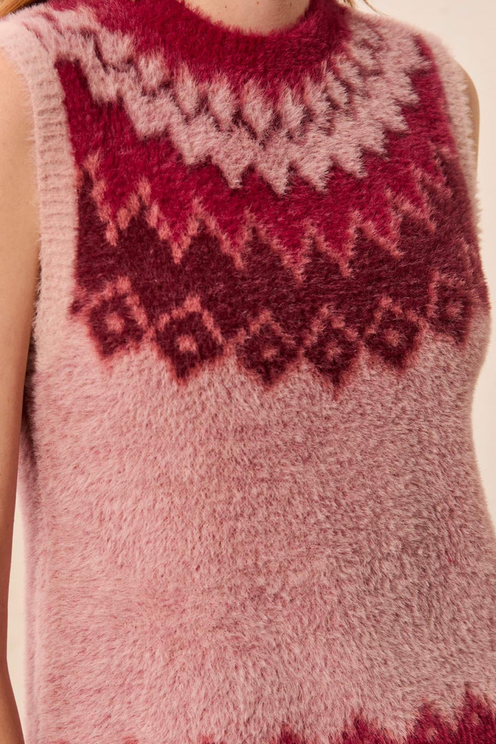 Tribal Pink Frost Crew Neck Knit Top 6340O-5090, detail