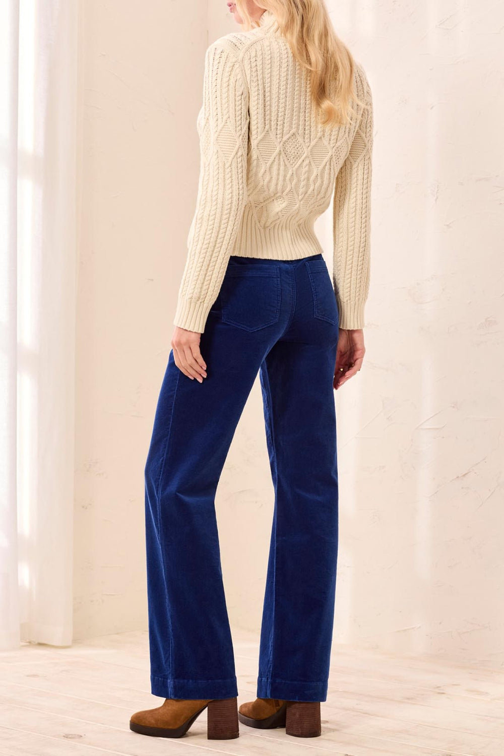 Tribal Stellar Cobalt Blue Wide Leg Cord Trousers 3167O-3779, back view