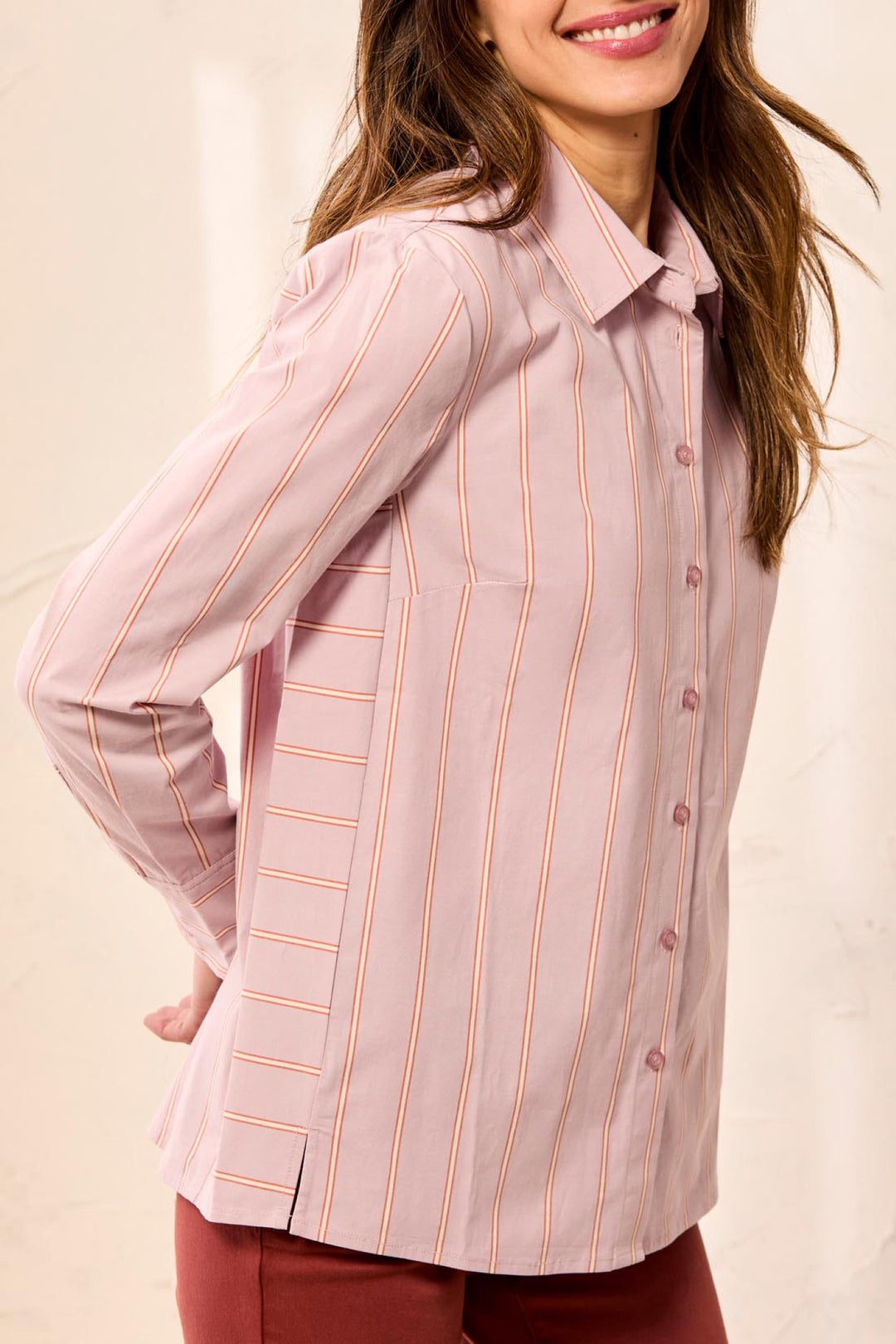 Tribal Violet Ice Pink Striped Shirt 3204O-8402, front view