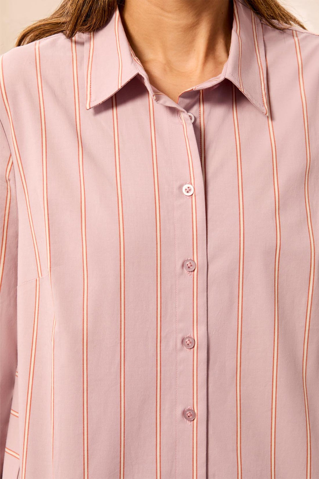 Tribal Violet Ice Pink Striped Shirt 3204O-8402, collar detail
