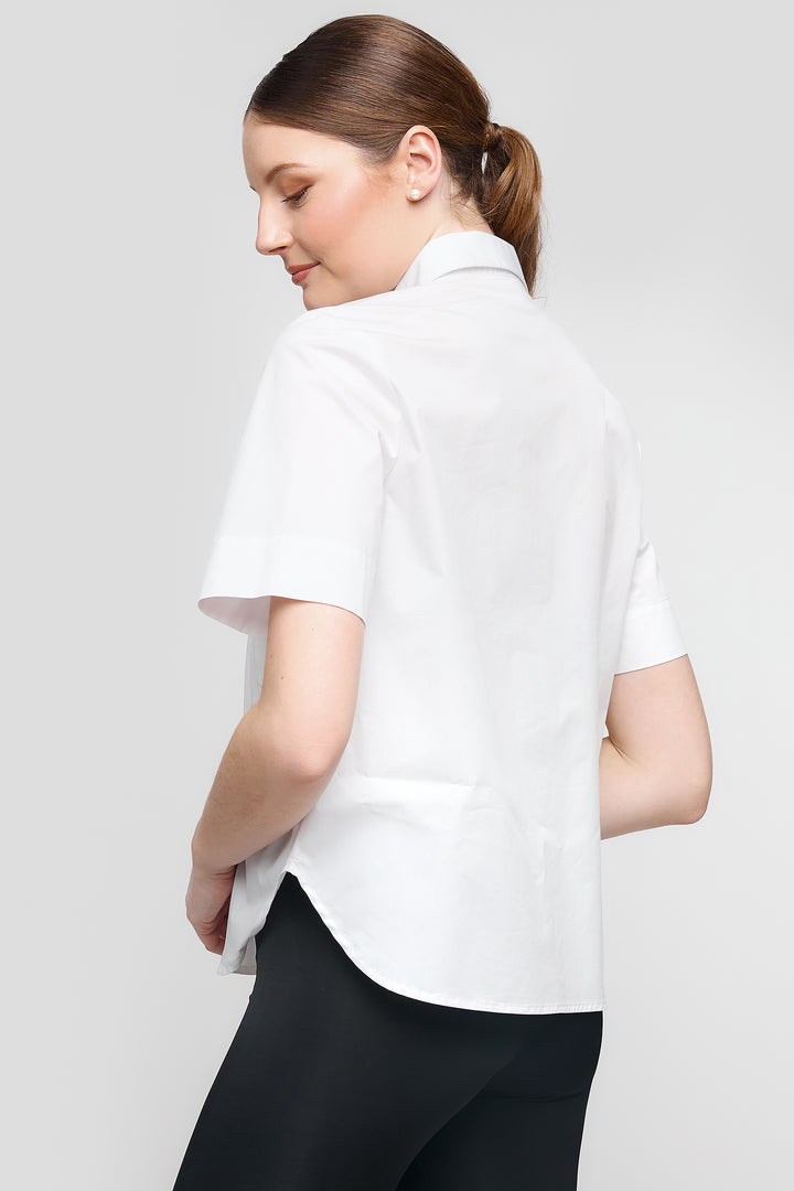 Uchuu Blouse Wave Layer Short Sleeve White CS25-602 - Experience Boutique