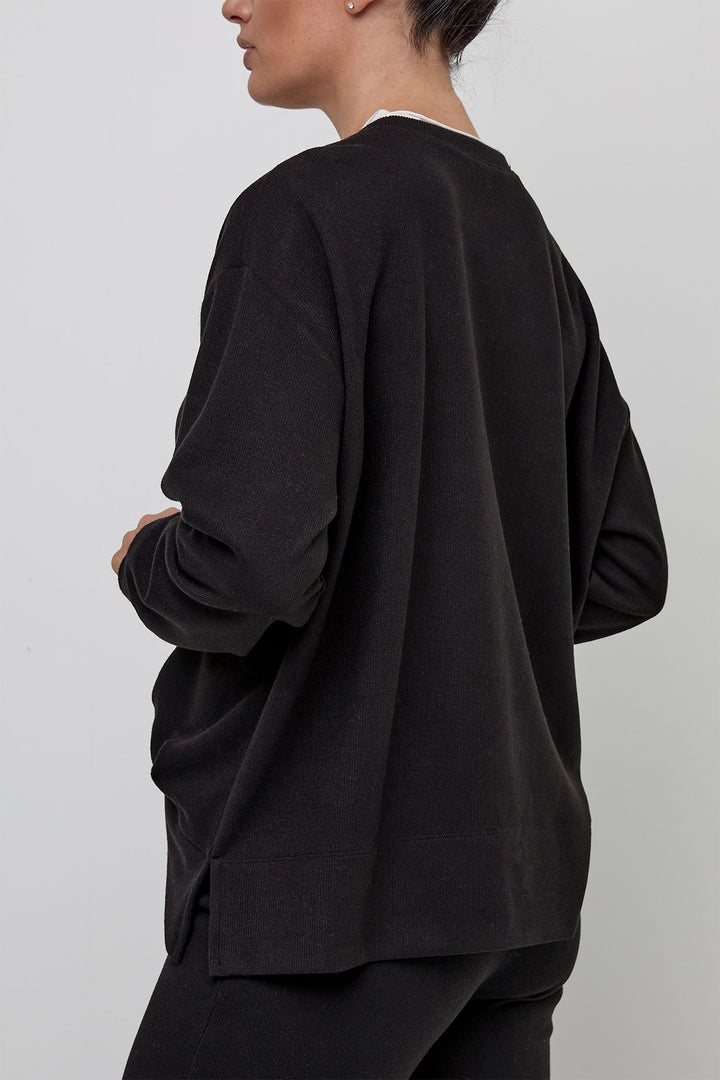 Uchuu CF24-701 Black Layer Effect Knit Jumper - Experience Boutique