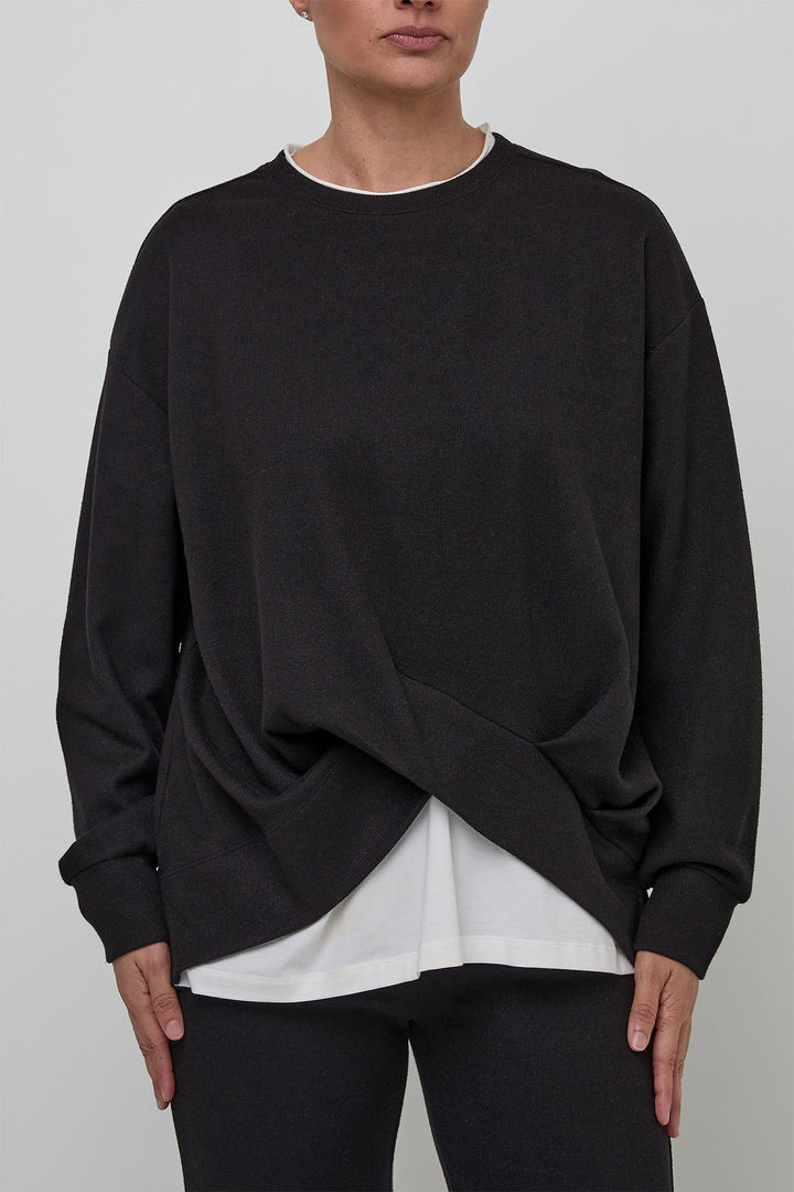 Uchuu CF24-701 Black Layer Effect Knit Jumper - Experience Boutique