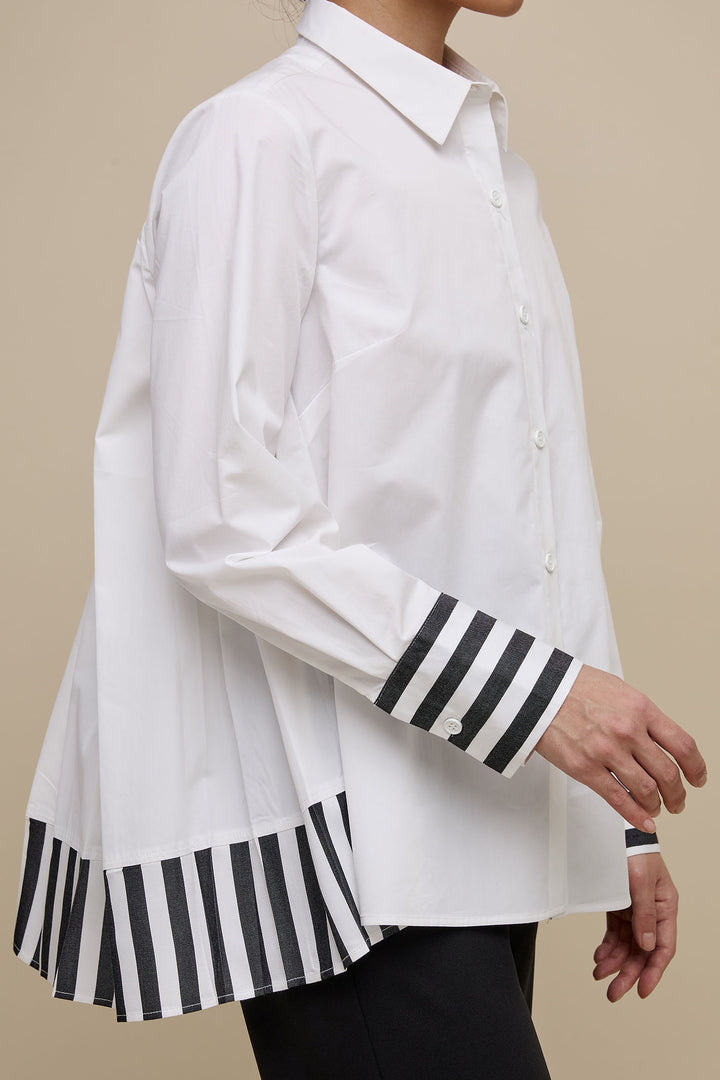 Uchuu CS24-606 White Monochrome Pleat Back Shirt - Experience Boutique