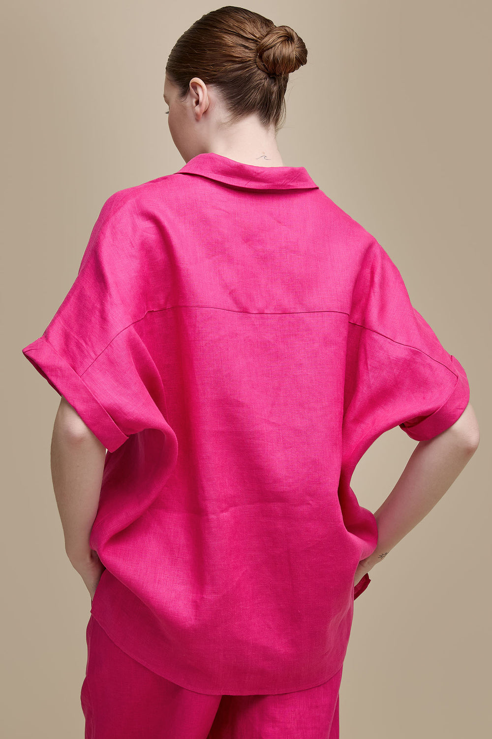 Uchuu CS24-625 Fuchsia Pink Oversized Linen Top - Experience Boutique