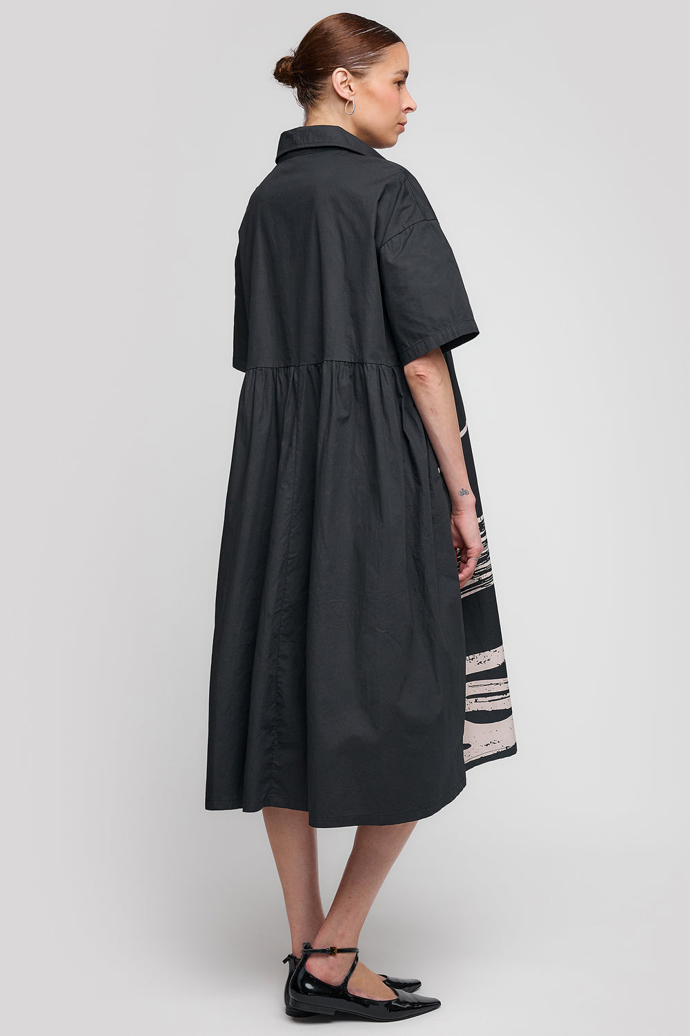 Uchuu Shirt Dress Monochrome Print CS25-006 Black - Experience Boutique