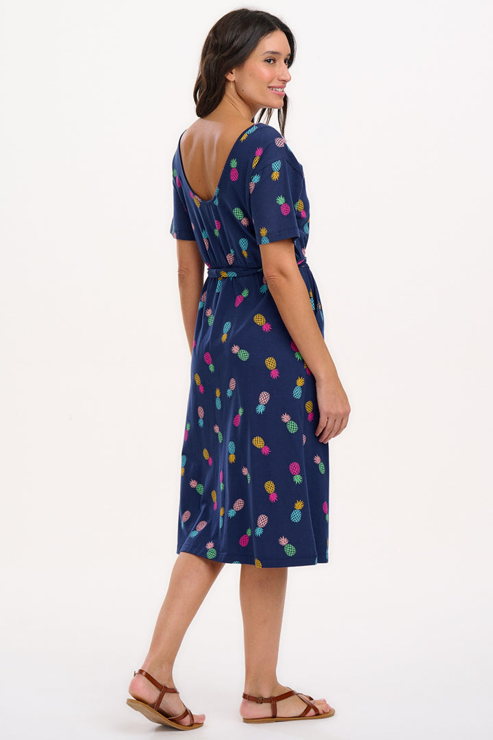 Sugarhill Brighton Moira Navy Pineapples Jersey Dress D1283