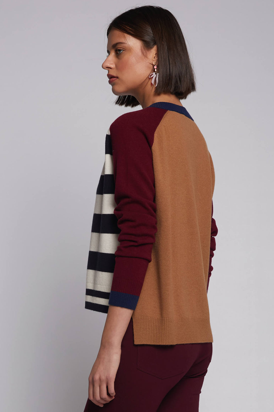 Vilagallo 30476 Alina Bordeaux Stripes Kitted Cardigan - Experience Boutique
